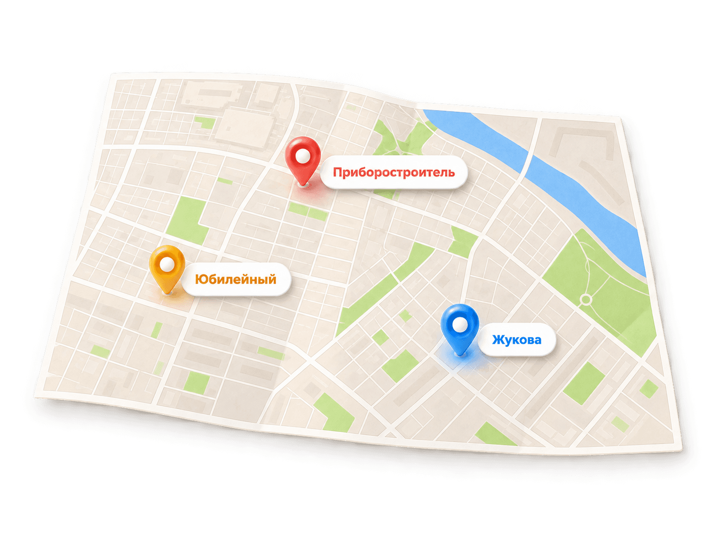 Карта филиалов Супер Детки с тремя адресами